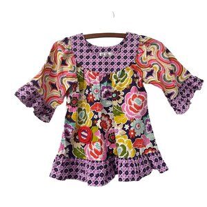 Baxter & Beatrice Multicolor Floral Groovy Ruffle Trim Blouse Girls Size 7/8